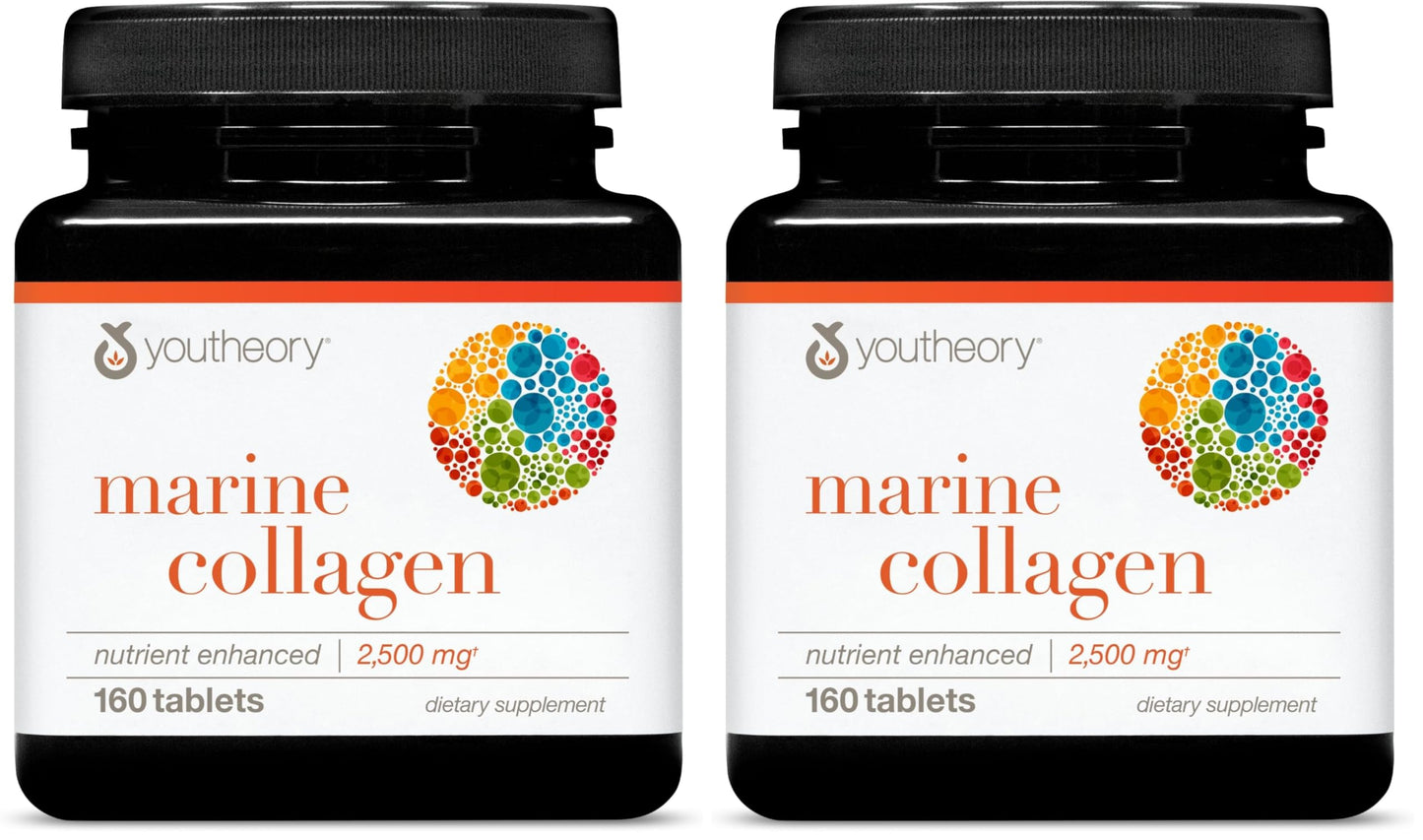 Youtheory Marine Collagen 2,500 mg – Skin Support, Fish-Sourced (160 Tablets × 2)