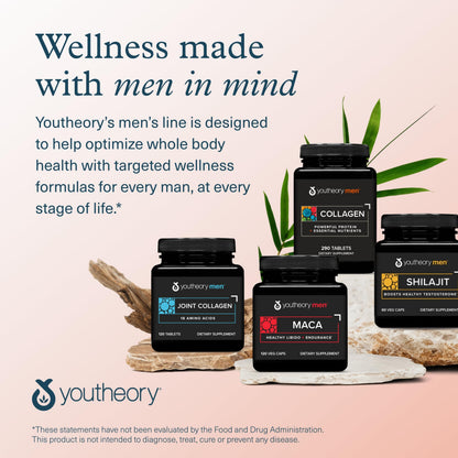 Youtheory Men's Collagen - 5,000 mg | 290 Tablets (48-Day Supply) | Joint, Skin, Hair & Nail Support