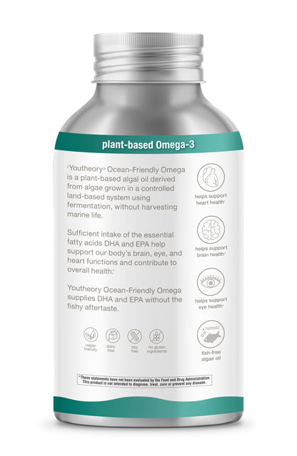 Youtheory Ocean-Friendly Omega – Vegan Algae Omega-3 (EPA & DHA) | Recyclable Aluminum