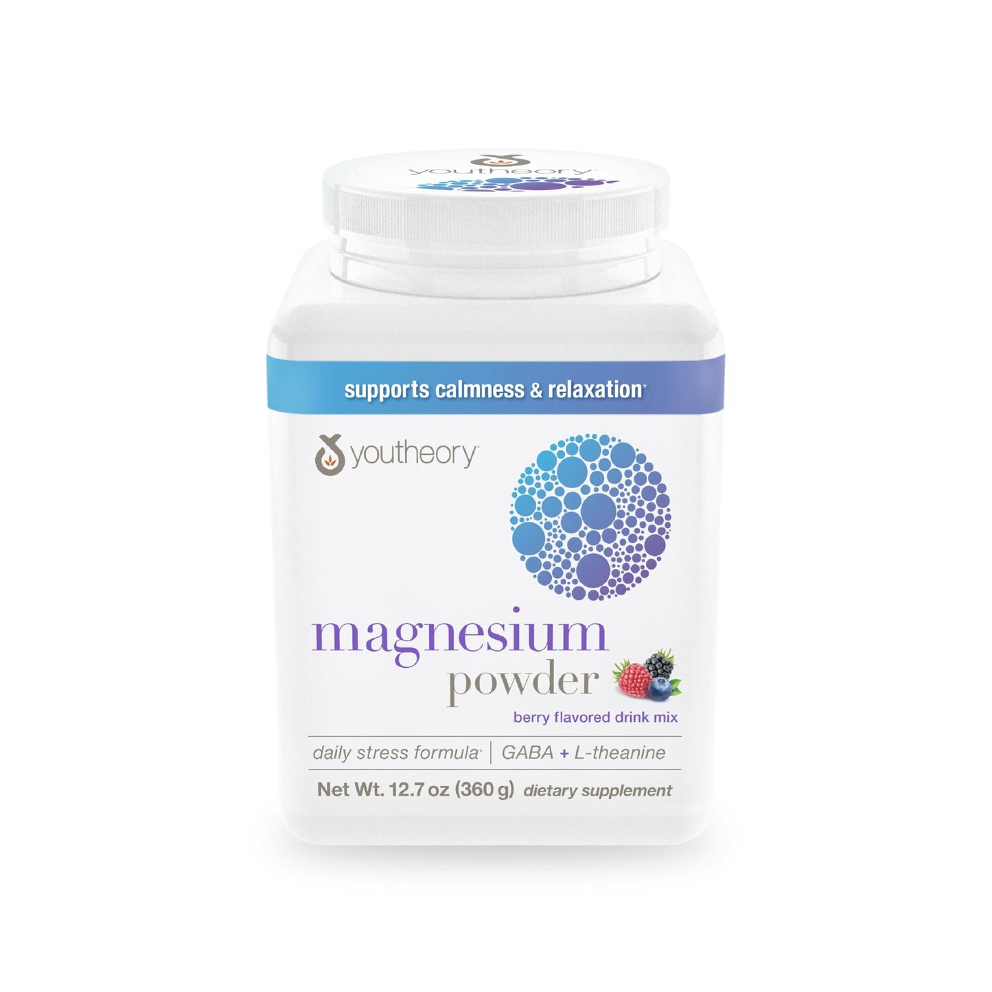 Youtheory Relax Magnesium Powder Berry 12.7 oz – Relaxation Support, Vegan Magnesium