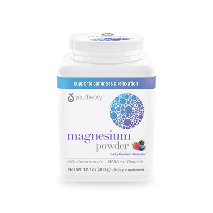 Youtheory Relax Magnesium Powder Berry 12.7 oz – Relaxation Support, Vegan Magnesium