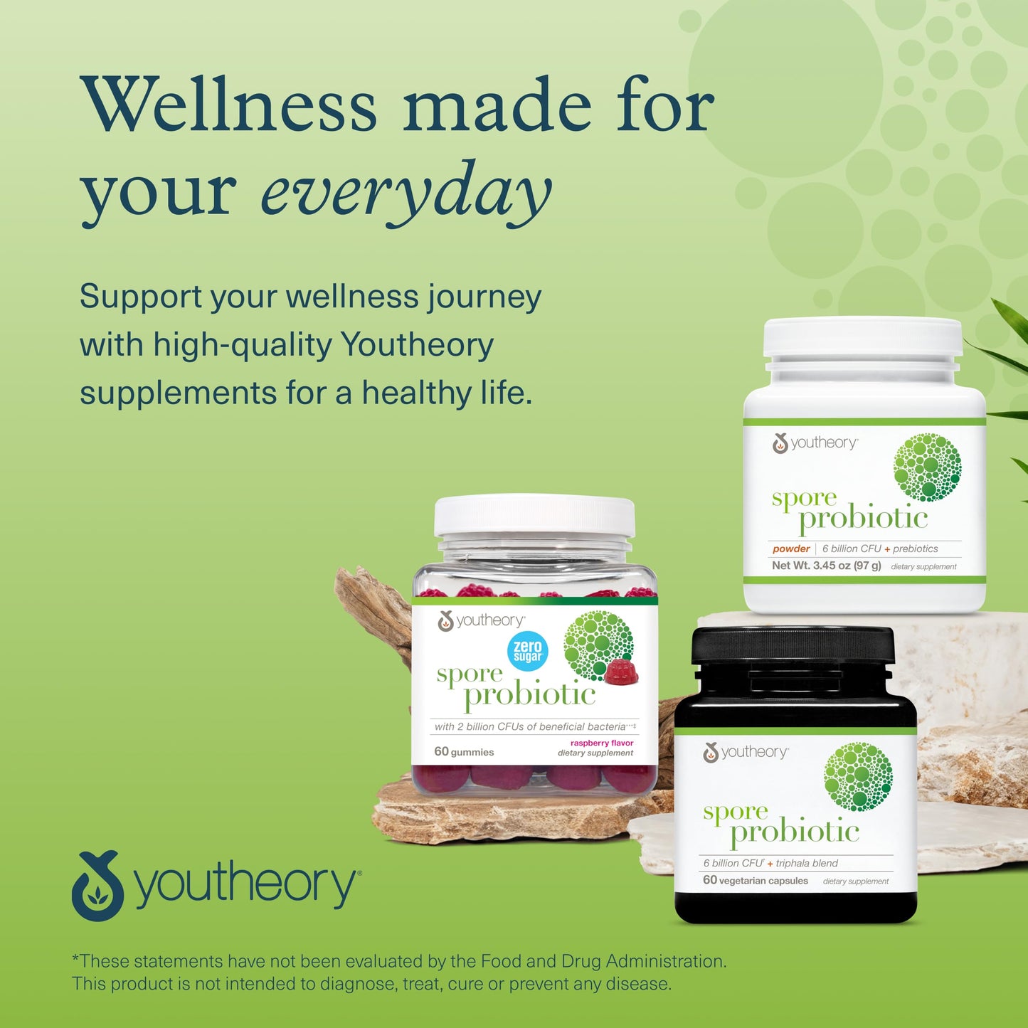 Youtheory Spore Probiotic – Vegan Gut Support, Bacillus Coagulans | 60 Gummies