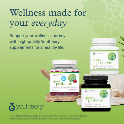 Youtheory Spore Probiotic – Vegan Gut Support, Bacillus Coagulans | 60 Gummies