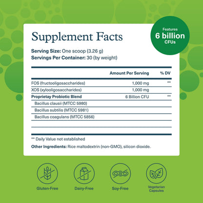 Youtheory Spore Probiotic Powder – 6 Billion CFU, Vegan, Dairy, Soy & Gluten Free, 3.45 oz