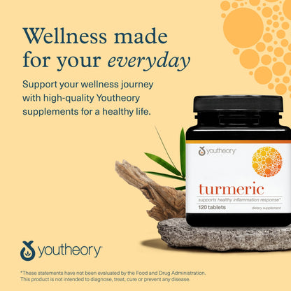 Youtheory Turmeric 450 mg with Black Pepper & Olive Leaf – Supports Joint & Brain Health