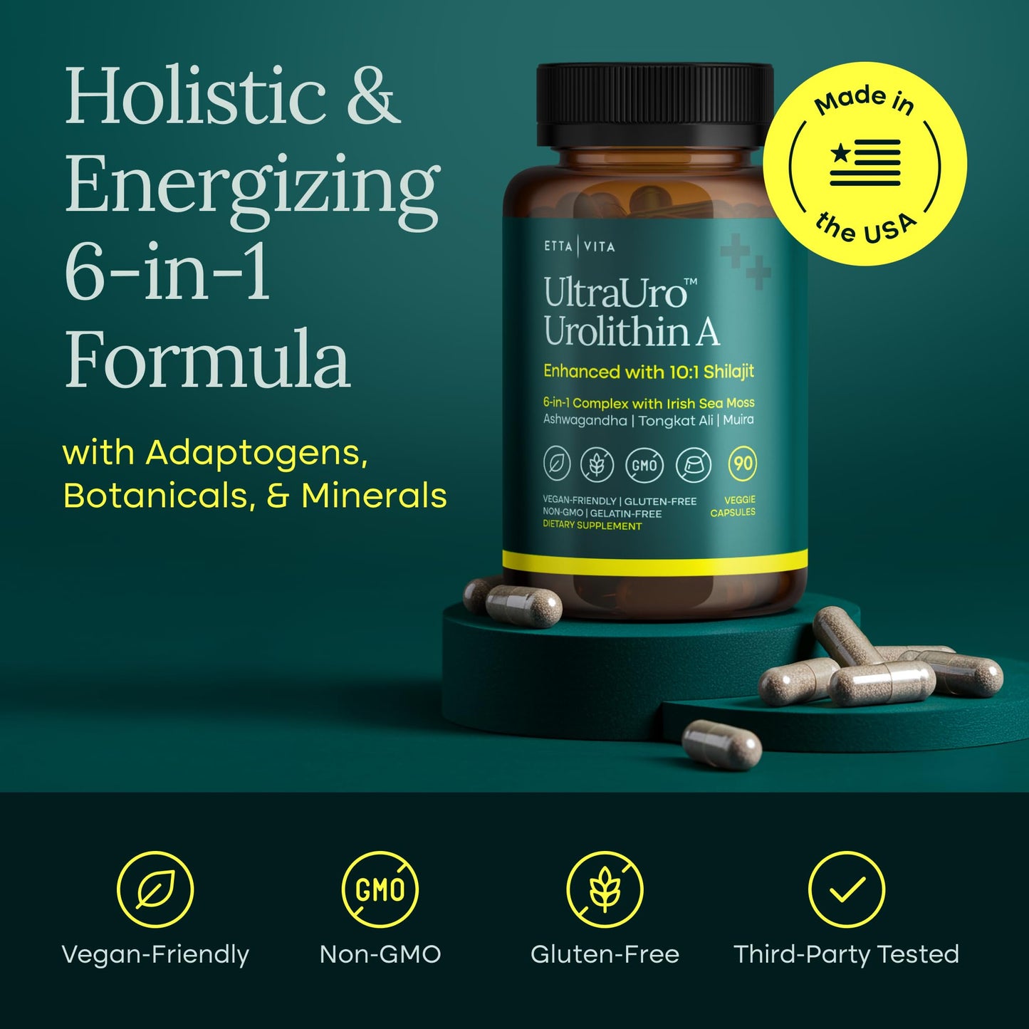 Youthful Urolithin-A Complex with Shilajit & Sea Moss | Energy & Focus