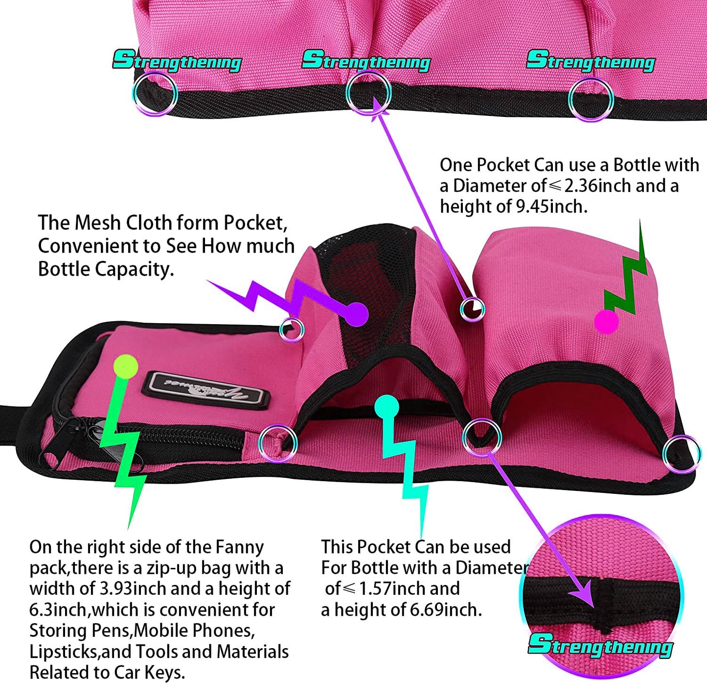 Massage Bottle Bag for Therapists - Rose Red YR-3KD Holster