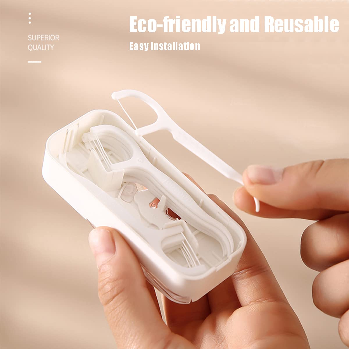 YRAKOZIN 4-Pack Portable Floss Dispenser – Travel Dental Floss & Toothpick Holder (White)