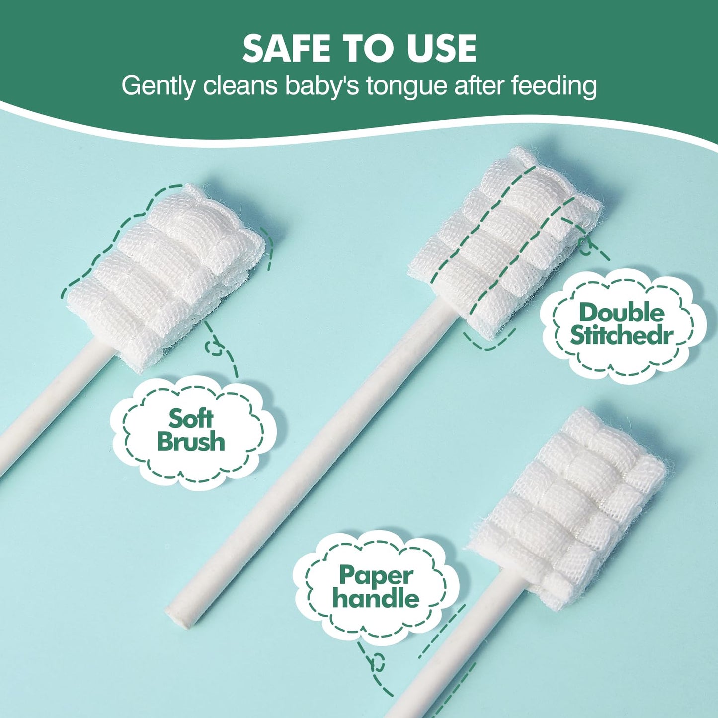 Yruzqne 52-Pcs Baby Tongue Cleaner, Disposable Baby Toothbrush & Infant Oral Cleaner