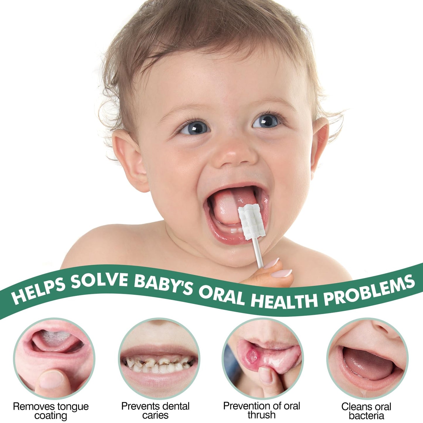 Yruzqne 52-Pcs Baby Tongue Cleaner, Disposable Baby Toothbrush & Infant Oral Cleaner