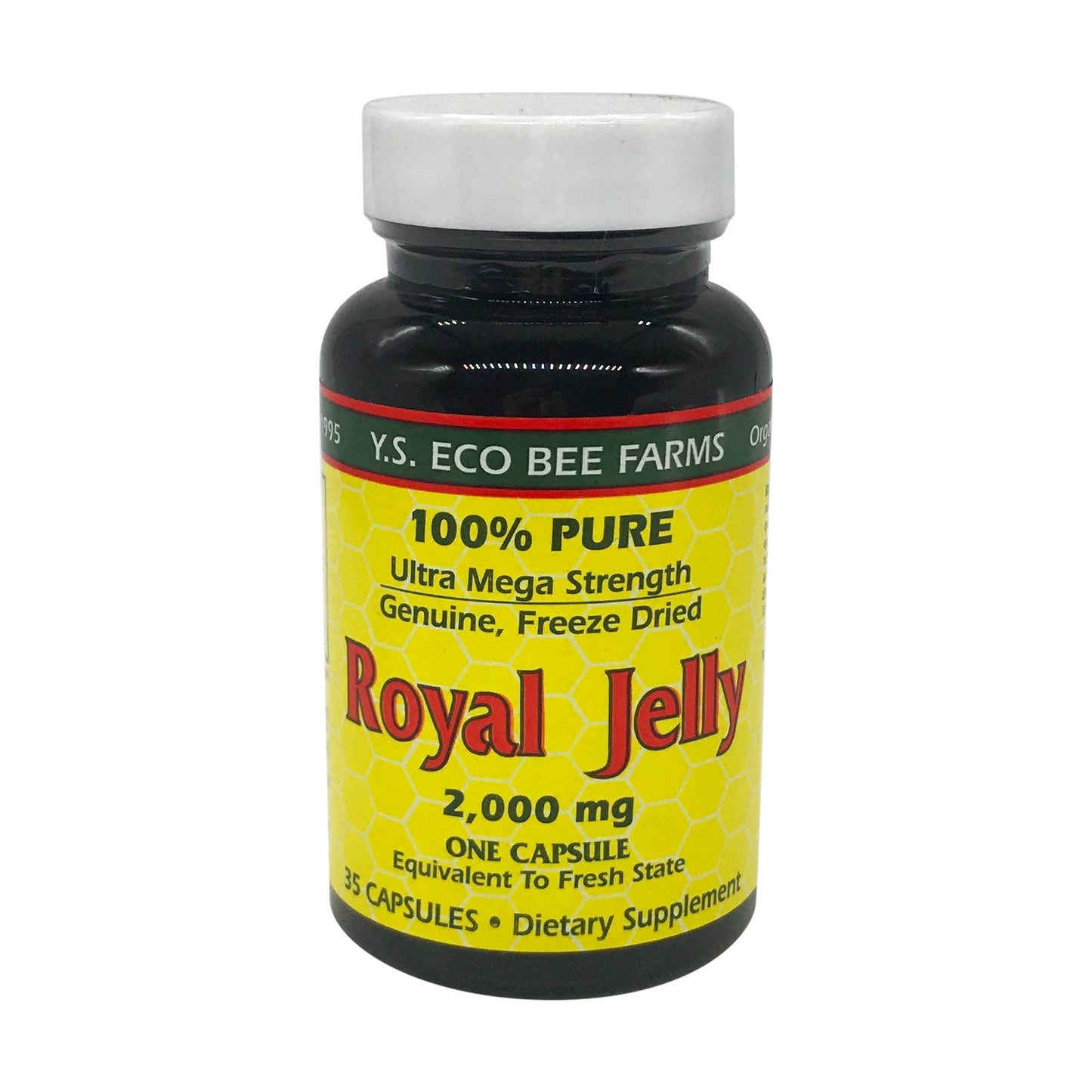 YS BEE Farms Pure Royal Jelly Capsules, 35 CT | 2000 mg per Capsule, Ultra Strength