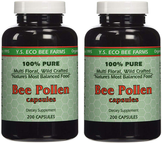 YS Organics Bee Pollen - 200 Capsules - Pack of 2 BritishVita | Premium UK Vitamins & Wellness Supplements