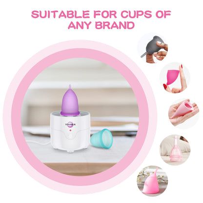 YTYOMUR Menstrual Cup Steamer Sterilizer – 2 Reusable Cups Included | Quick Clean & Travel-Ready