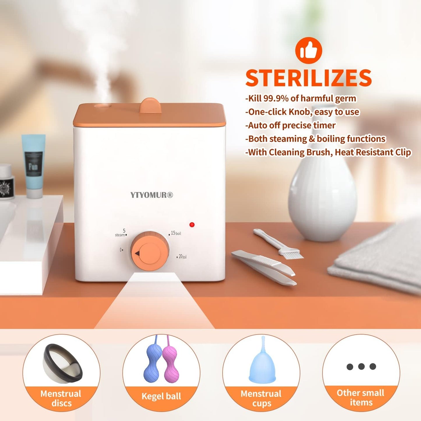 YTYOMUR Menstrual Disc Sterilizer Steamer Kit – 2 Reusable Discs