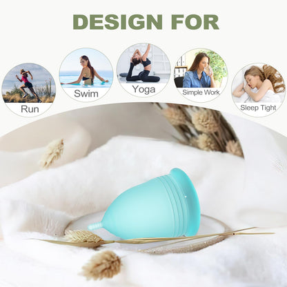 YTYOMUR Menstrual Cups with Sterilizer - 2 Reusable Cups + Cleaner Set
