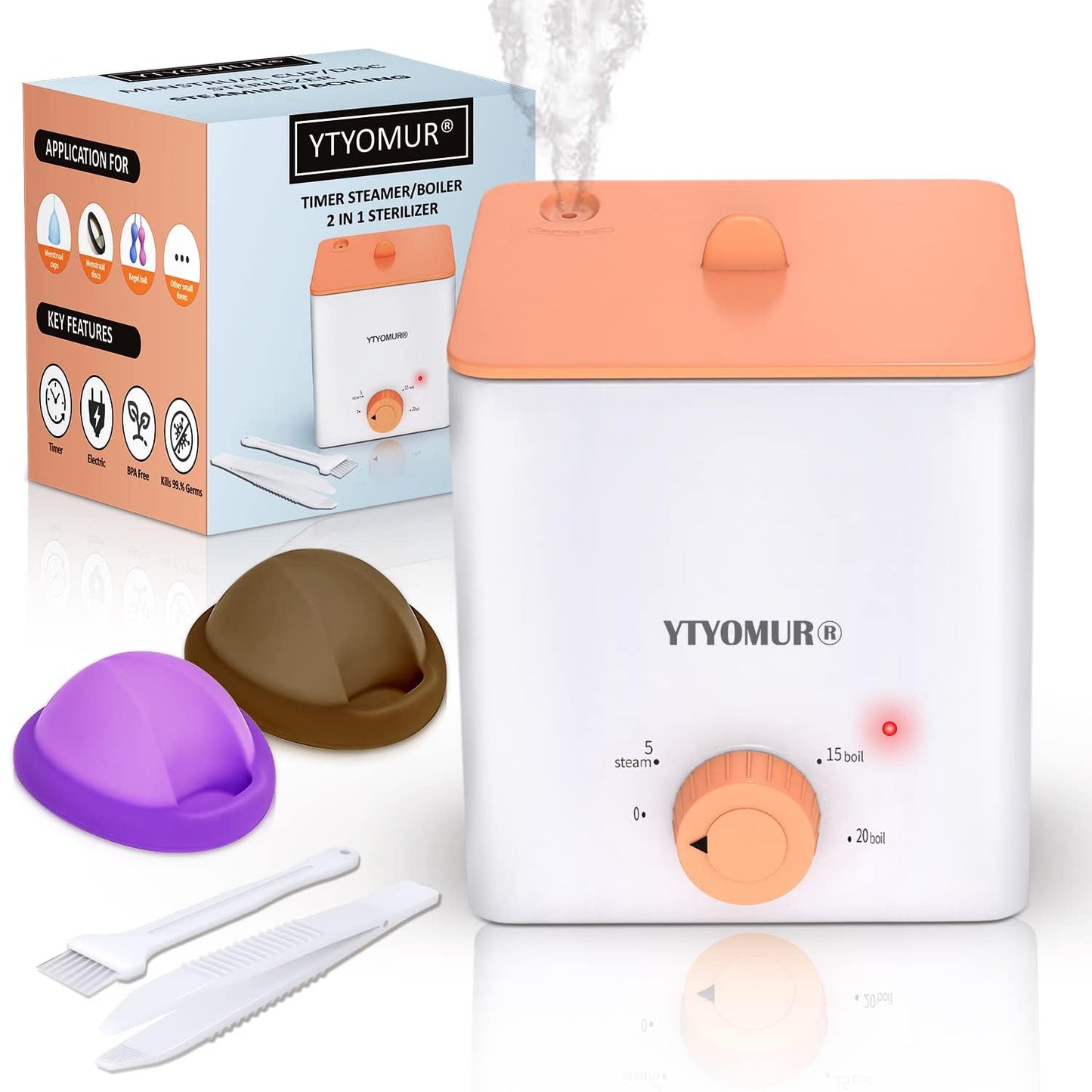 YTYOMUR Menstrual Disc Sterilizer Steamer Kit – 2 Reusable Discs