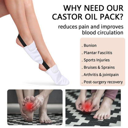 YUCOBE Castor Oil Pack Wrap for Feet – 2 Pcs Foot Detox Pads