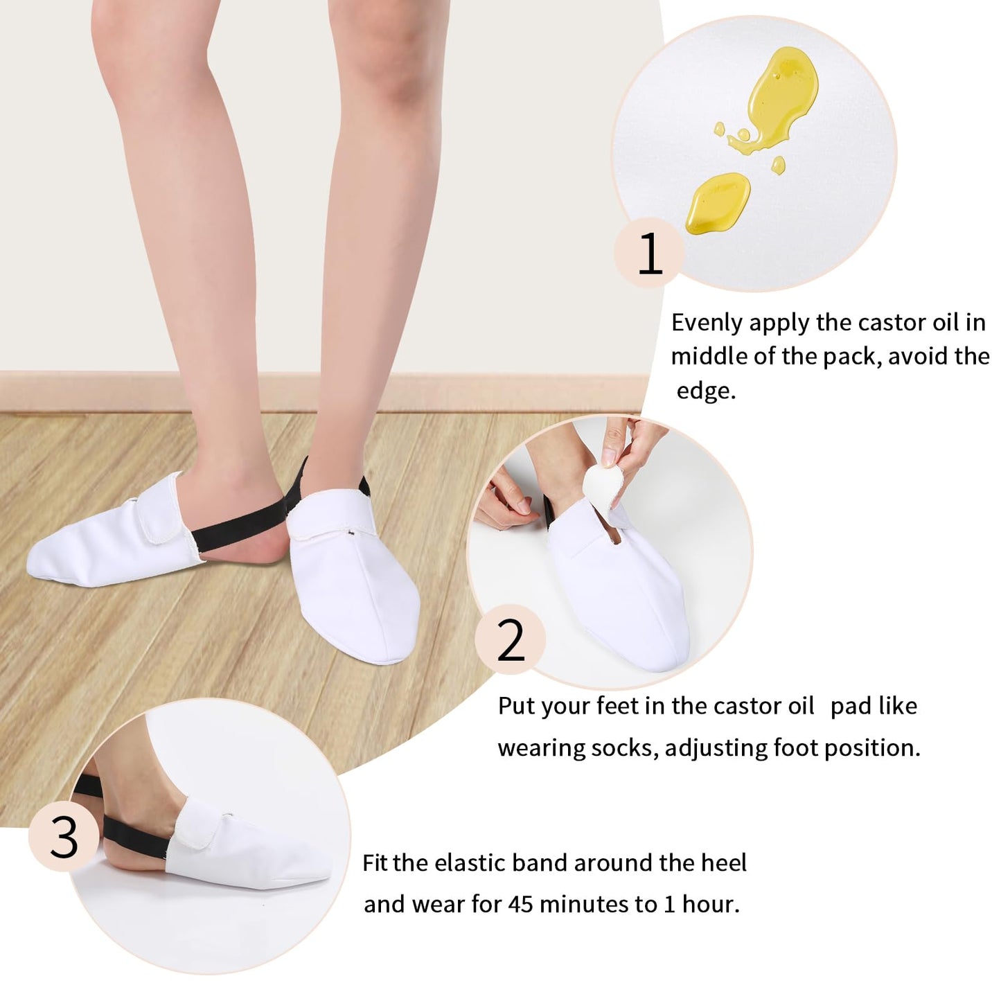 YUCOBE Castor Oil Pack Wrap for Feet – 2 Pcs Foot Detox Pads