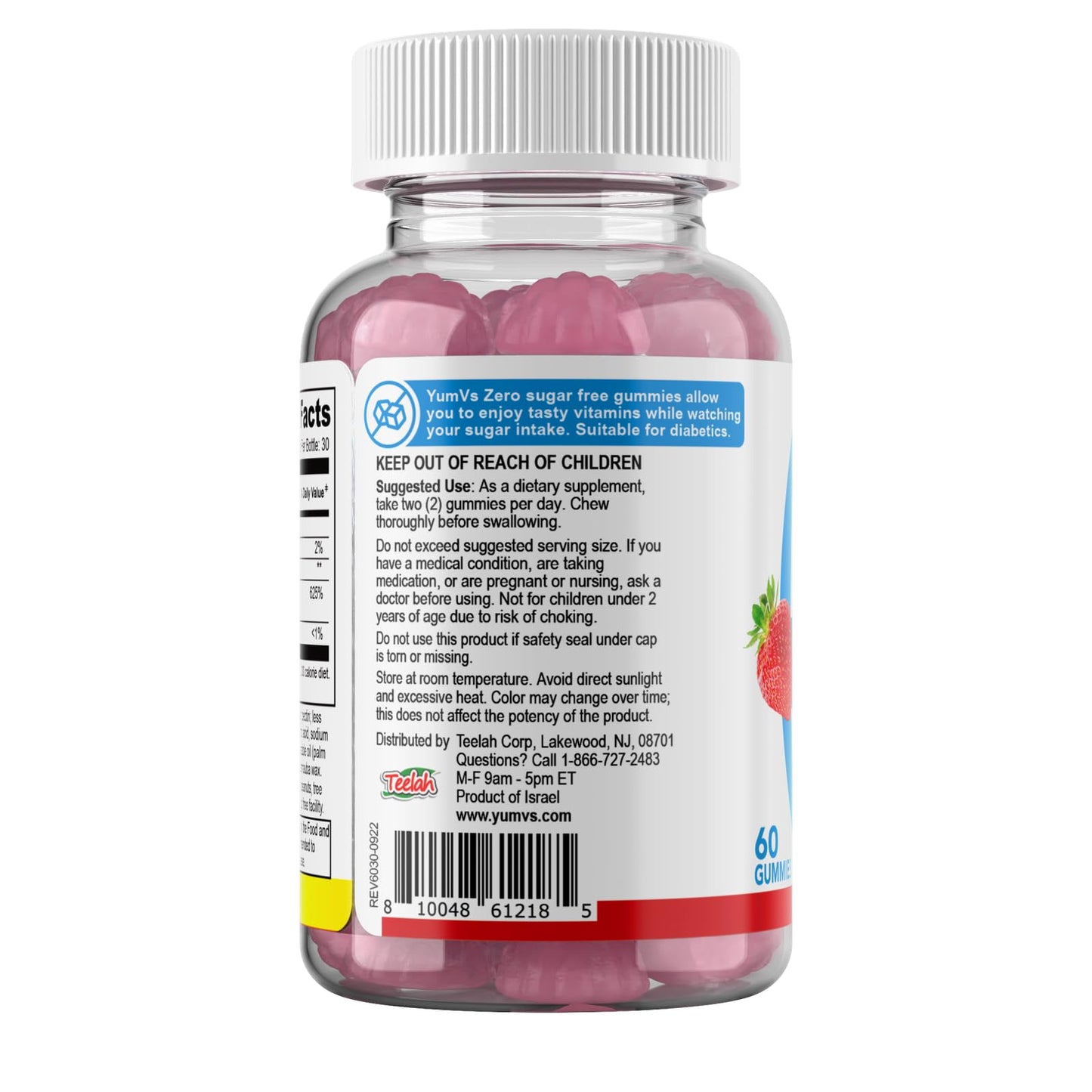 Yum-Vs - Vitamin D3 Gummies with Zero Sugar for Adults & Kids (125 mcg - 60 Count) - Sugar Free Vitamin D Gummies - Vegetarian Gummy Vitamins for Bone Support & Immune Health - Vit D3 Vitamin Chewable