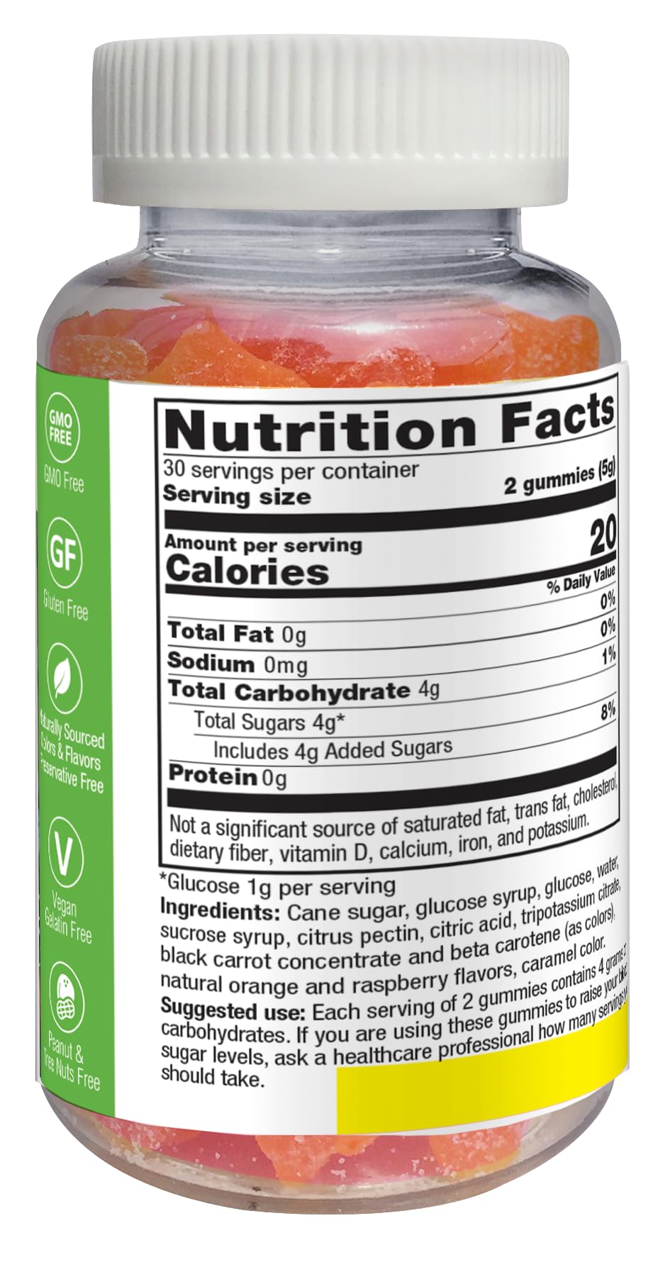 YUM-V'S Glucose Gummies – Fast Acting, Gluten Free & Vegan | 60 Gummies