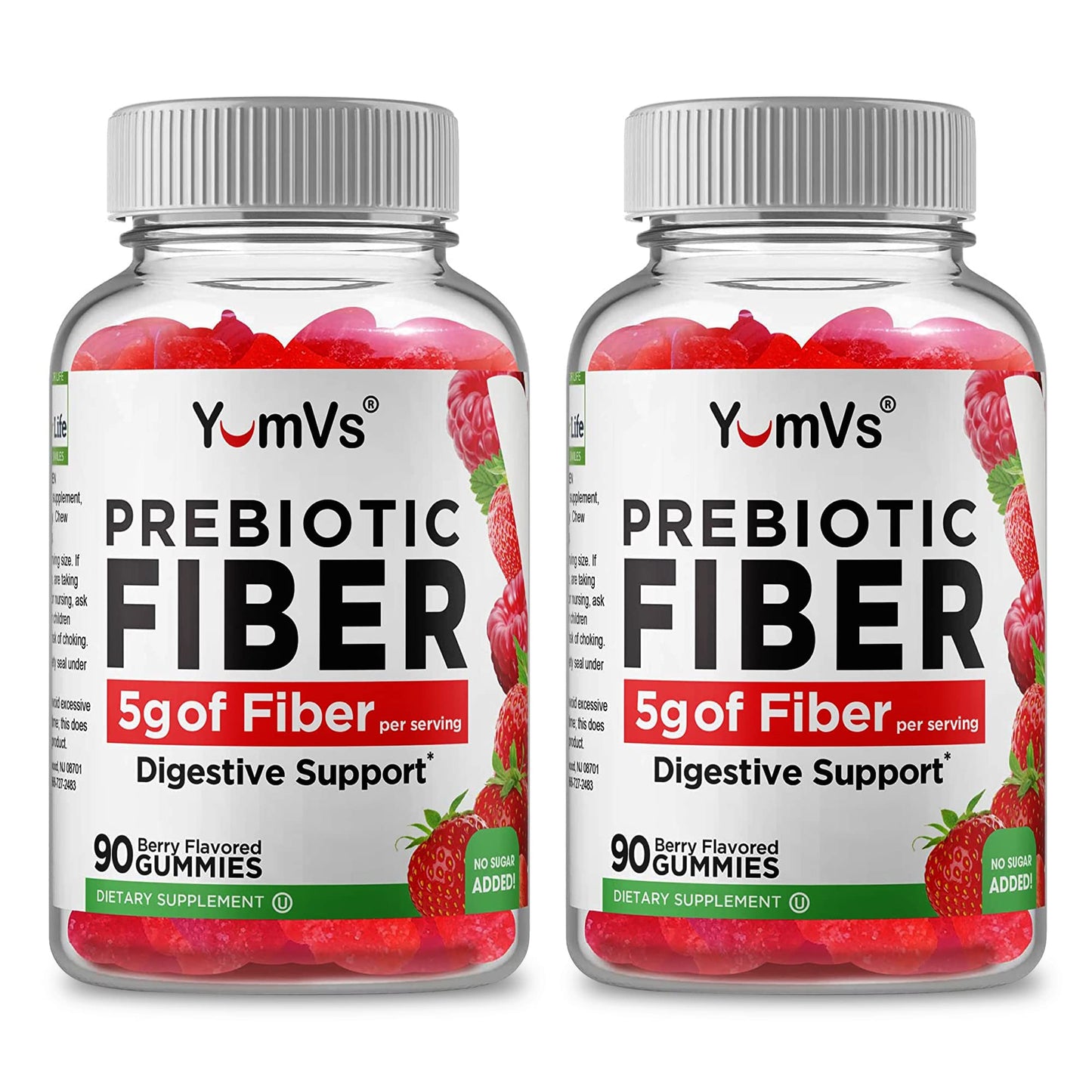 Yum-Vs Prebiotic Fiber Gummies - 5g Per Serving, Zero Sugar, Keto (90 Count)