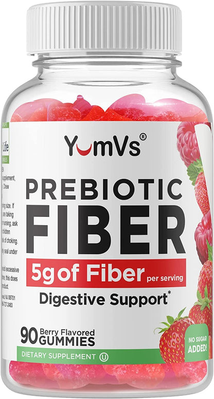 Yum-Vs Prebiotic Fiber Gummies - 5g Per Serving, Zero Sugar, Keto (90 Count)