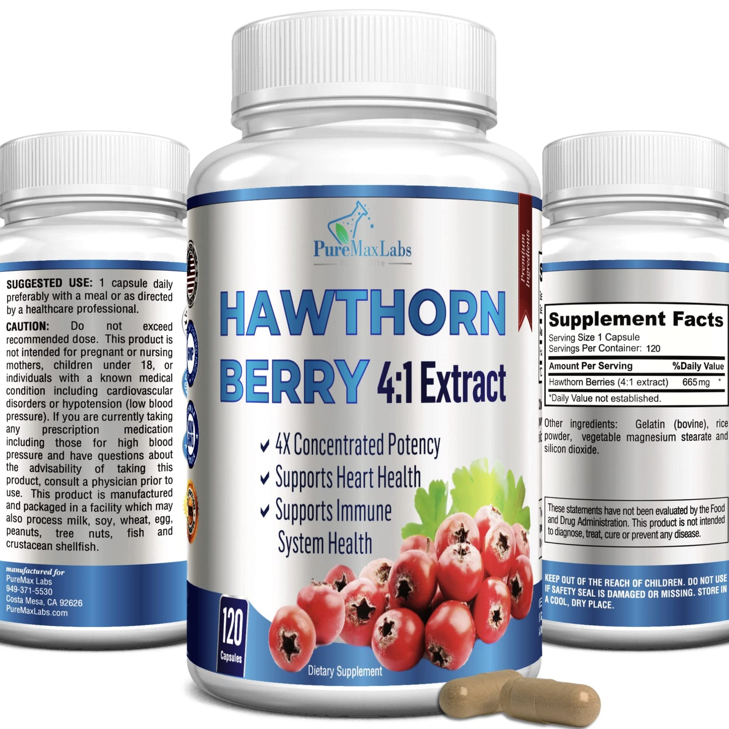 YUMMYVITE Hawthorn Berry 4:1 Extract (120 Caps) – Immune Support