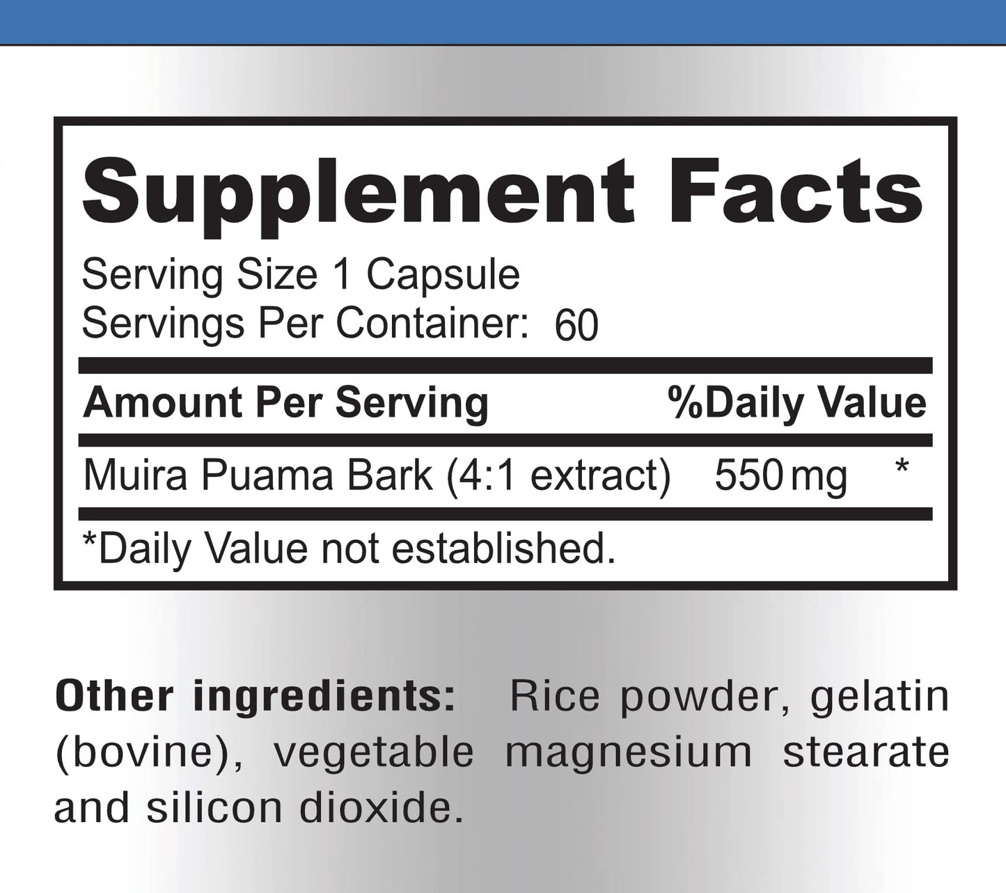 YUMMYVITE Muira Puama Capsules - 4:1 Extract, 2200mg per Capsule, 60 Capsules