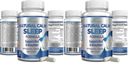 YUMMYVITE Natural Calm Sleep Aid – Magnesium, L-Theanine, Melatonin | 60 Capsules (Pack of 2) Non-GMO