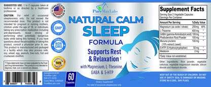 YUMMYVITE Natural Calm Sleep Aid – Magnesium, L-Theanine, Melatonin | 60 Capsules (Pack of 2) Non-GMO