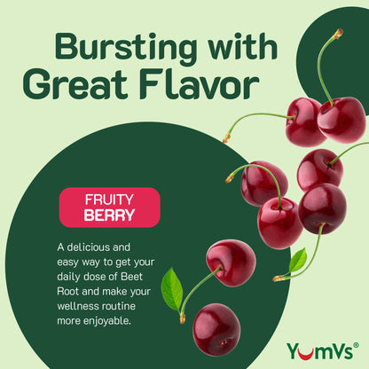 YumVs Beet Root Gummies with Magnesium & Vitamin C – Berry Flavor (60 Count)