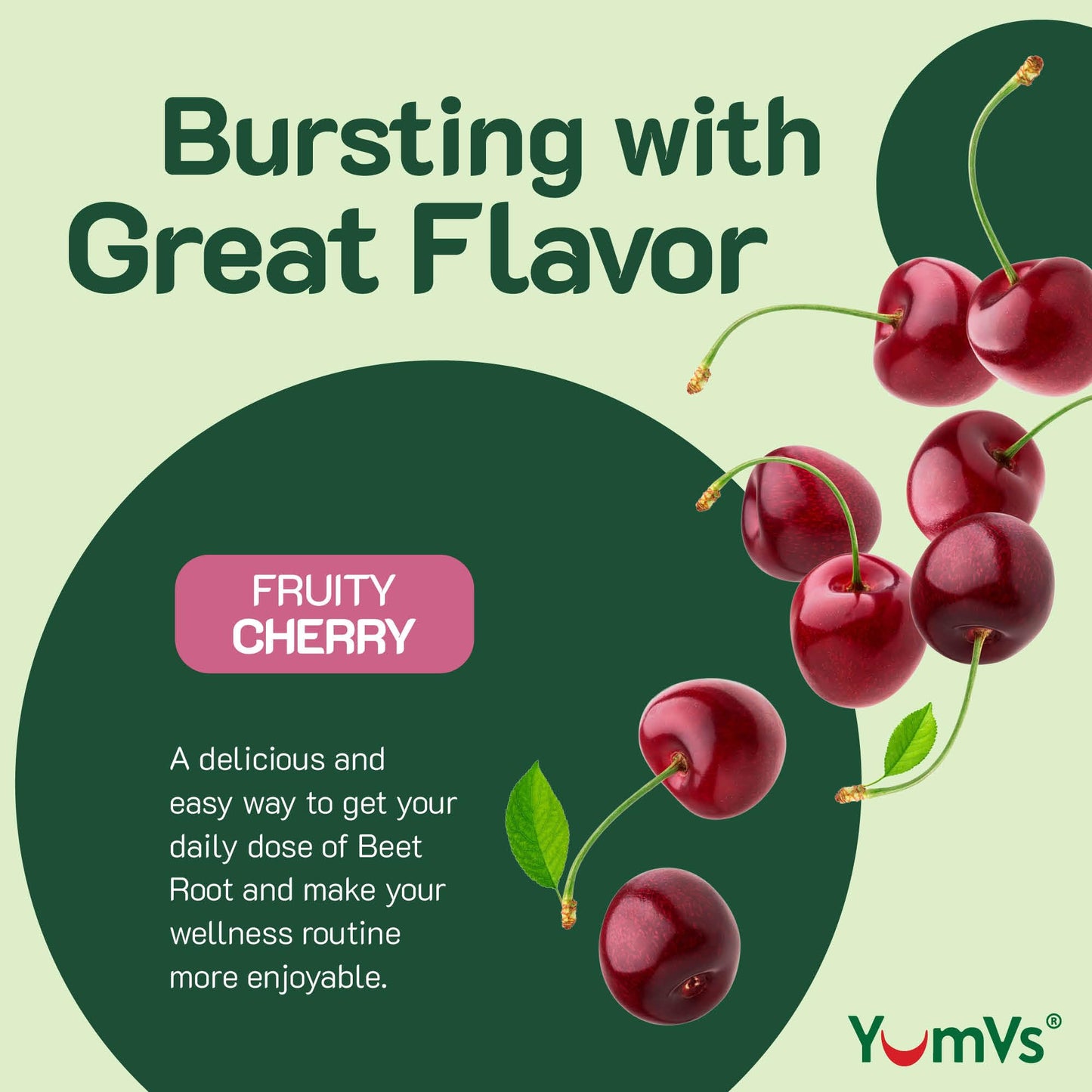 YUM-V'S Beet Root Gummies with Tart Cherry – Berry Flavor, Antioxidant & Circulation Support