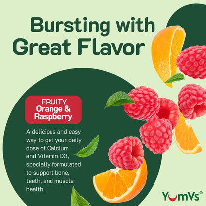 YumVs Calcium 500mg with Vitamin D3 Gummies - Raspberry & Orange