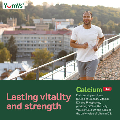 YumVs Calcium 500mg with Vitamin D3 Gummies - Raspberry & Orange