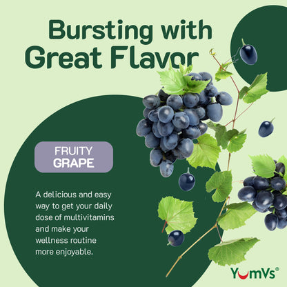 YUM-V'S Iron Gummies - Multivitamin with Iron, Vitamin C, A, B & Zinc | Grape Flavor | 60 Count