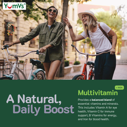 YUM-V'S Iron Gummies - Multivitamin with Iron, Vitamin C, A, B & Zinc | Grape Flavor | 60 Count