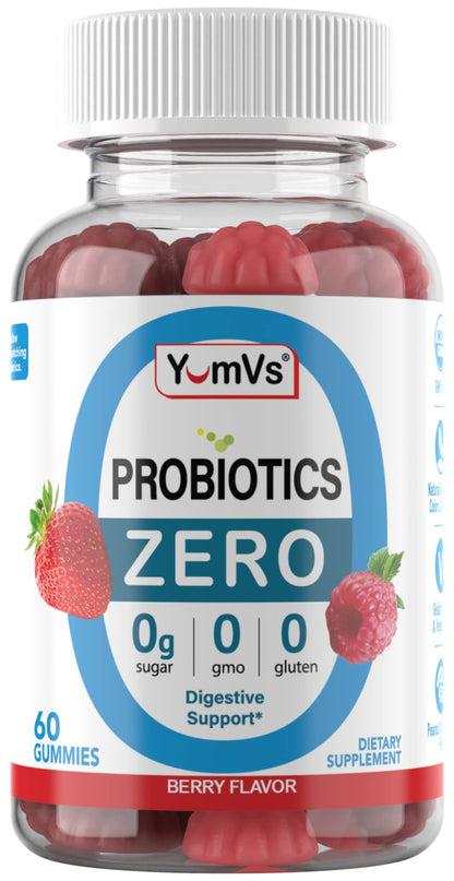 YUM-V'S Zero Sugar Probiotic Gummies — Digestive Health & Gut Support (60-Count)