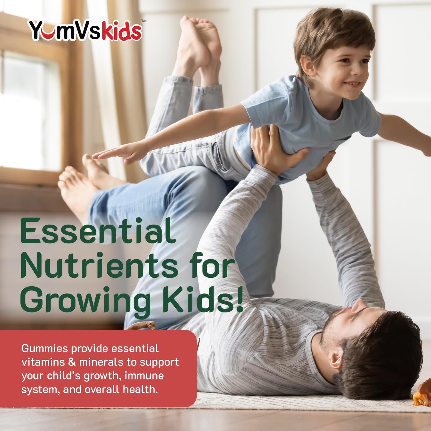 YumVs Kids Multivitamin Gummies - Fruit Flavored Chewable Multivitamin, 60 Count (Kosher, Halal, Gluten Free)