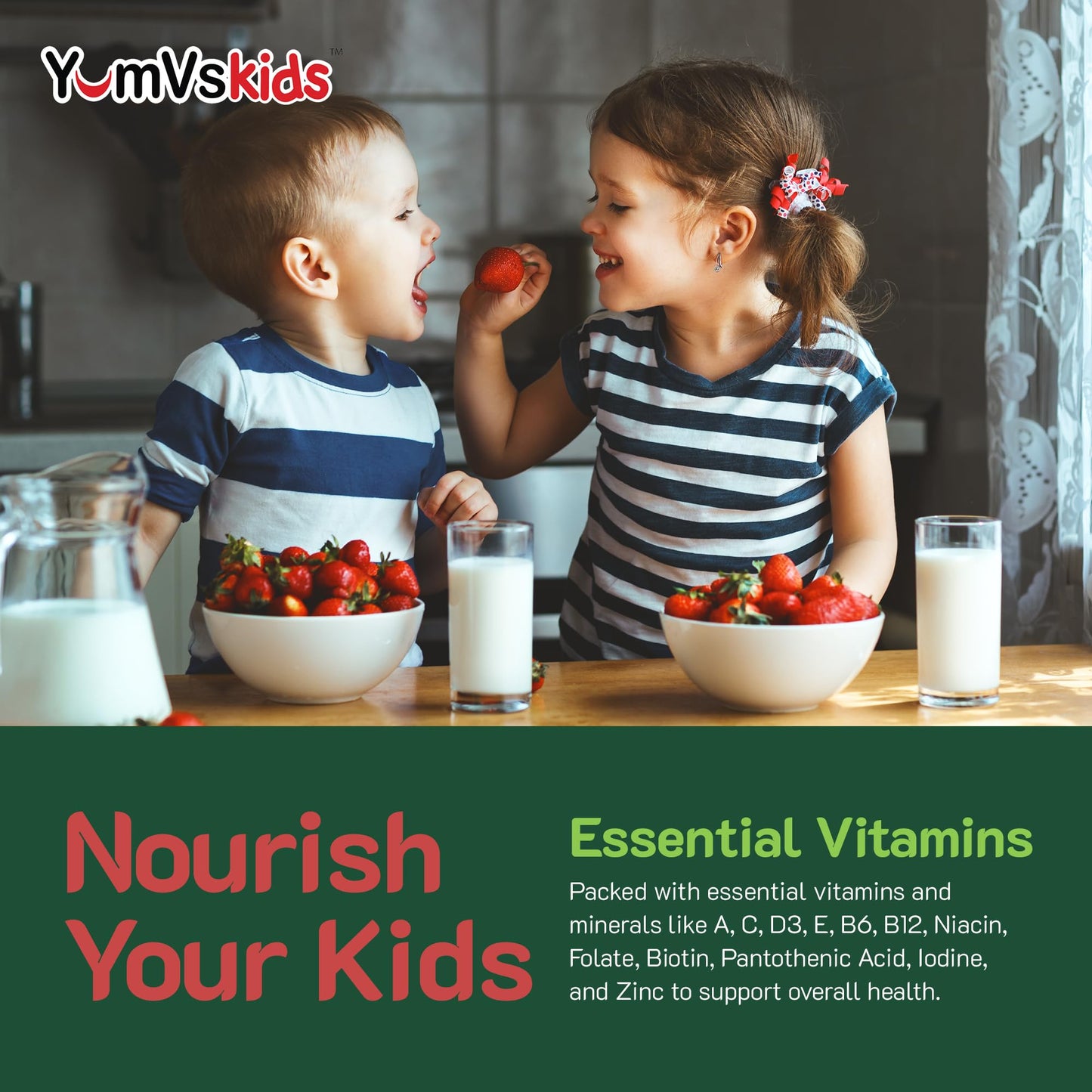 YumVs Kids Multivitamin Gummies - Fruit Flavored Chewable Multivitamin, 60 Count (Kosher, Halal, Gluten Free)