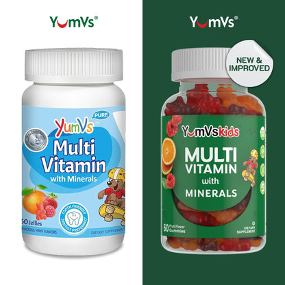 YumVs Kids Multivitamin Gummies - Fruit Flavored Chewable Multivitamin, 60 Count (Kosher, Halal, Gluten Free)