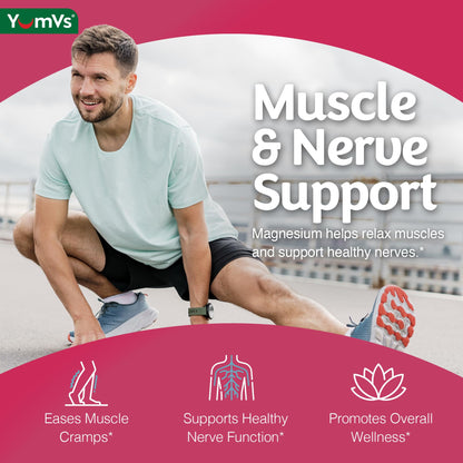 YUM-V'S Magnesium Citrate Gummies – 900mg for Nerve, Muscle & Enzyme Support – Gluten-Free Raspberry (Pack of 2)