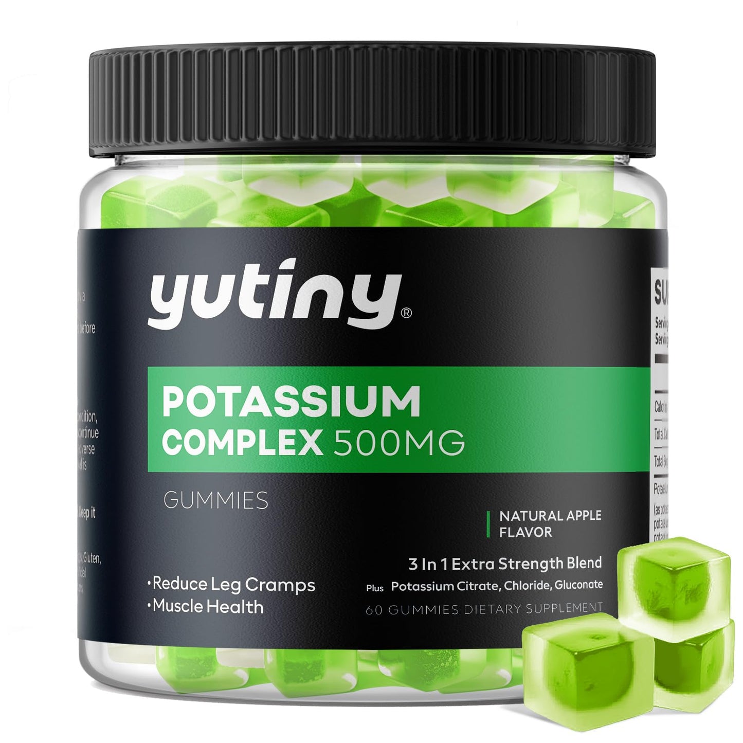 Yutiny Potassium Gummies 500mg 3 in 1 Complex – 60 Count