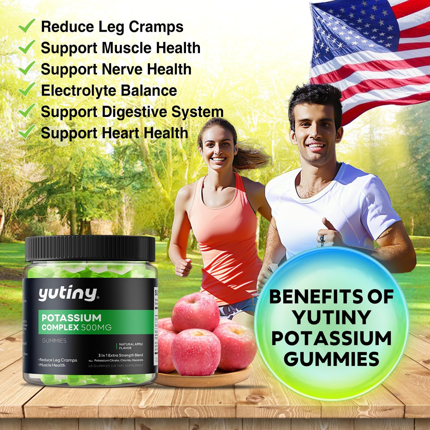 Yutiny Potassium Gummies 500mg 3 in 1 Complex – 60 Count