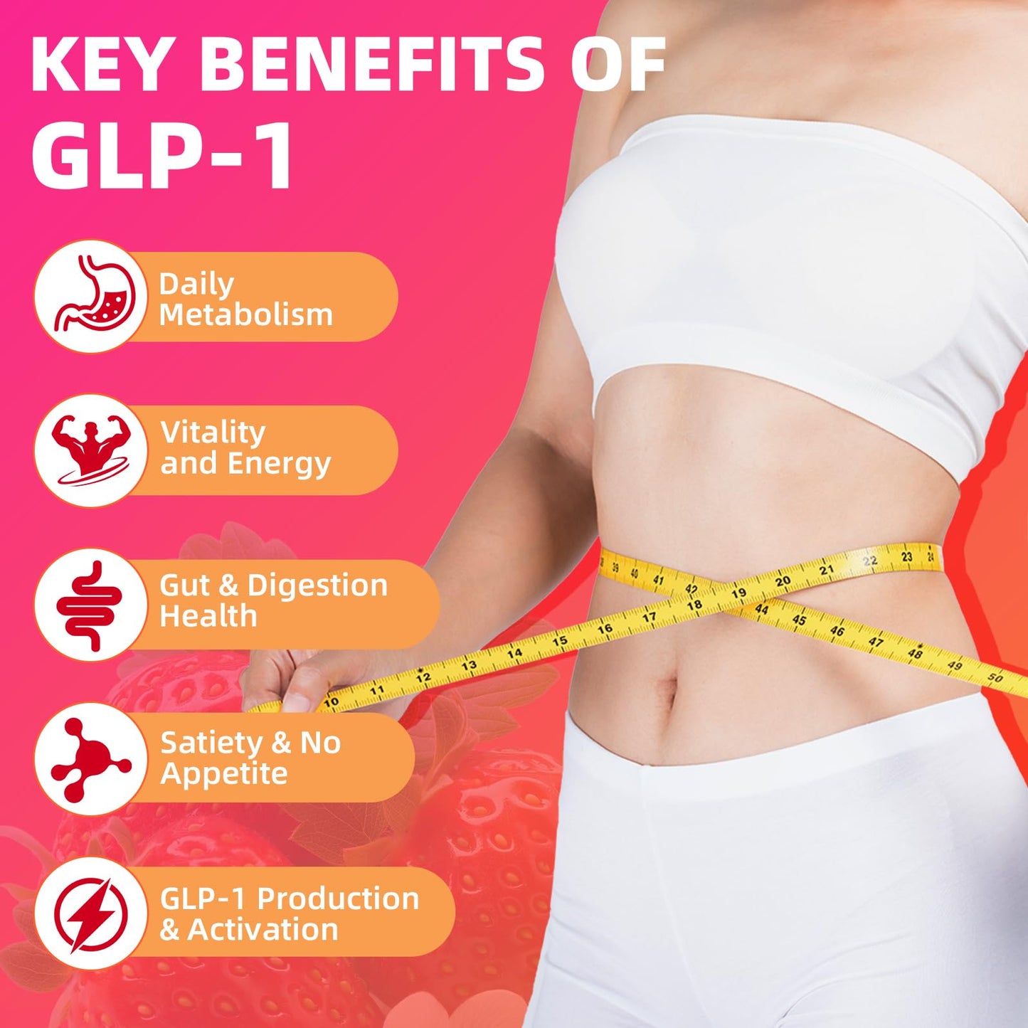 YUULAI GLP-1 Berberine Gummies with Akkermansia Probiotic – Raspberry Flavor, 60 Count