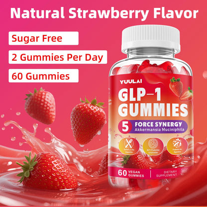YUULAI GLP-1 Berberine Gummies with Akkermansia Probiotic – Raspberry Flavor, 60 Count