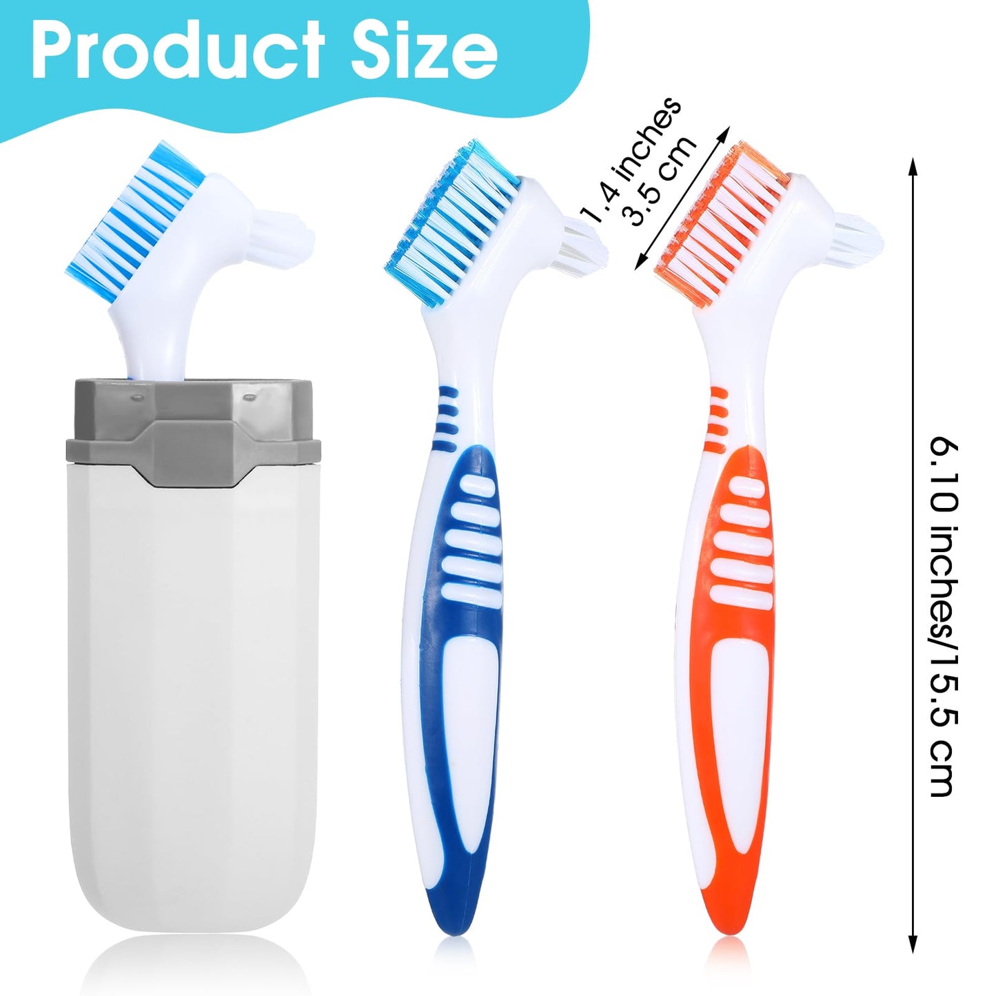 YUXIANLB 2Pcs Denture Cleaning Brush Set - Double-Ended, Soft Bristles