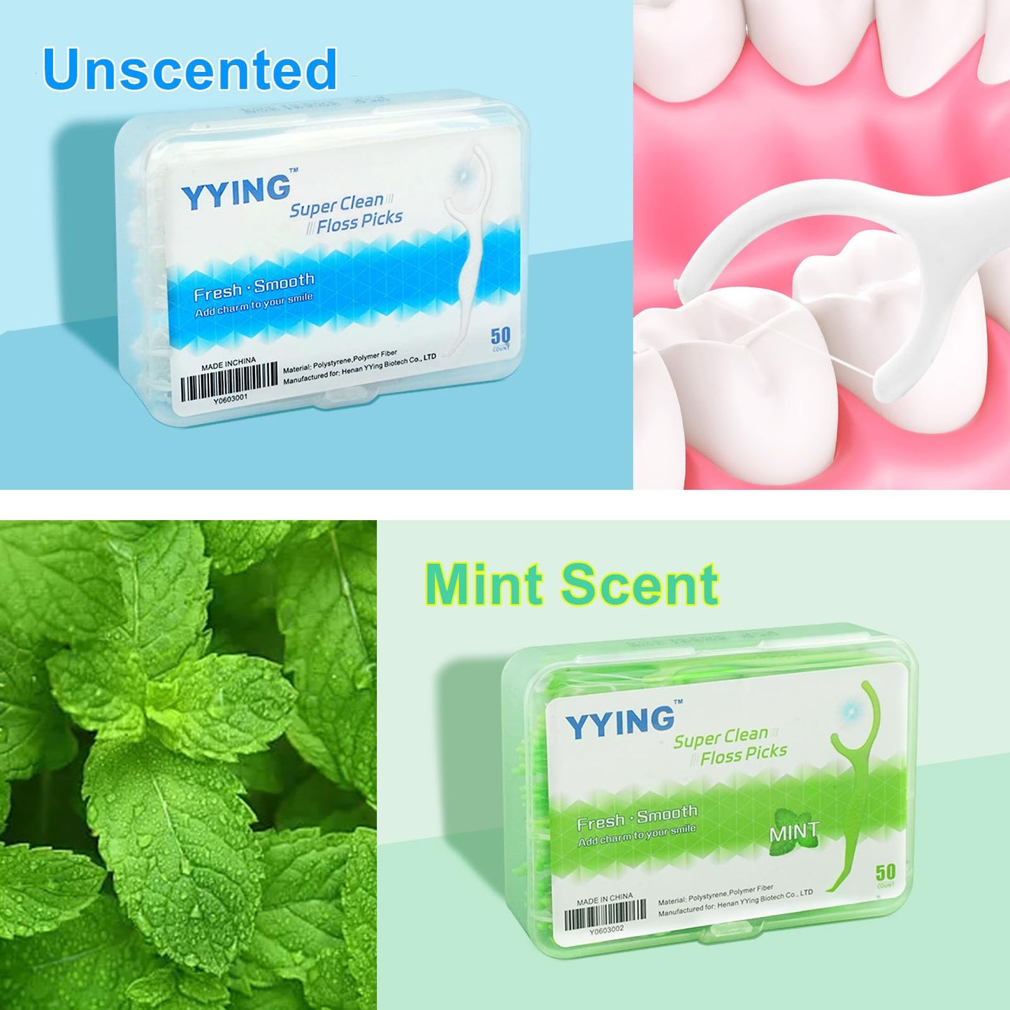YYING Dental Floss Picks 300 Count – Extra Strong, Travel Case, Unscented