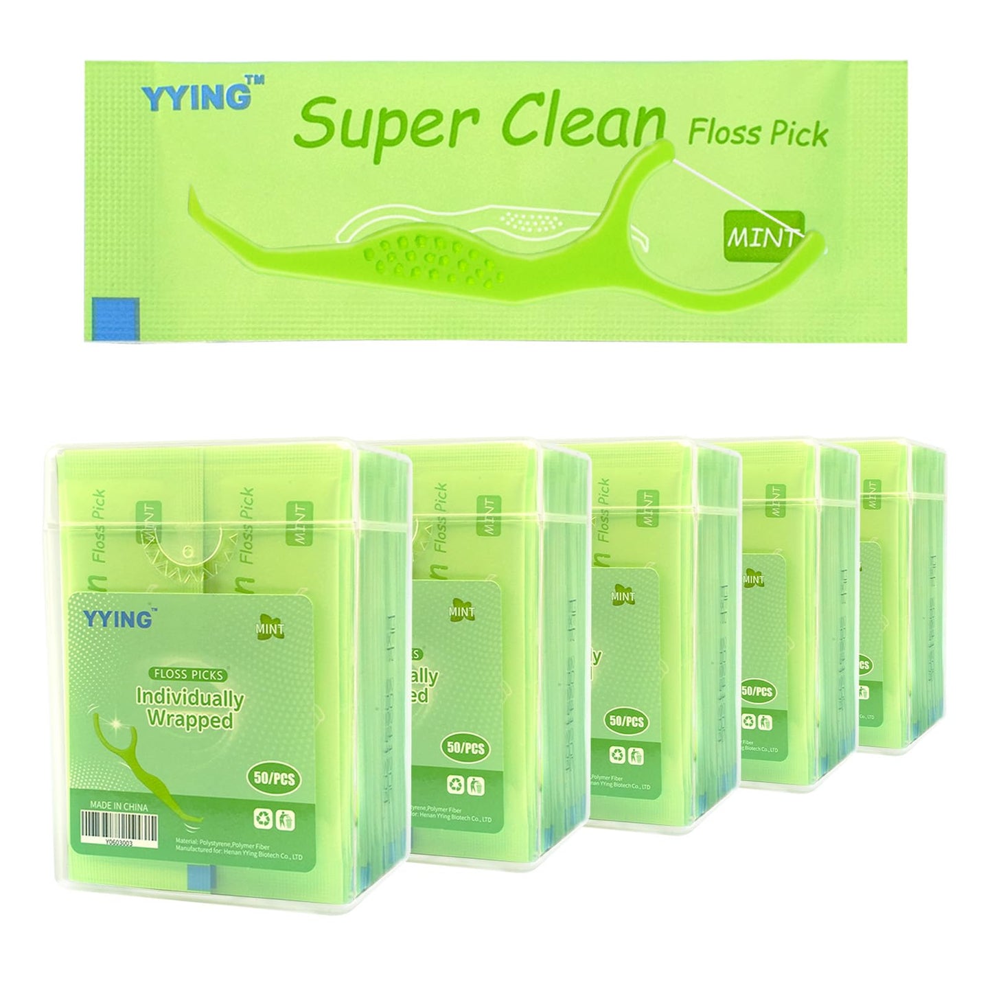 YYING Dental Flossers – 250 Count, Mint, Individually Wrapped, Portable Case