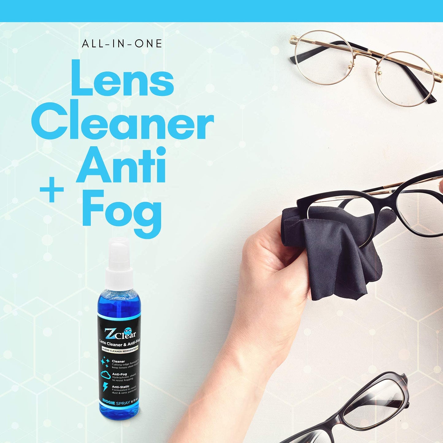 Z Clear Anti-Fog 6oz Spray – Glasses & Gear Anti-Fog Cleaner with Microfiber Cloth