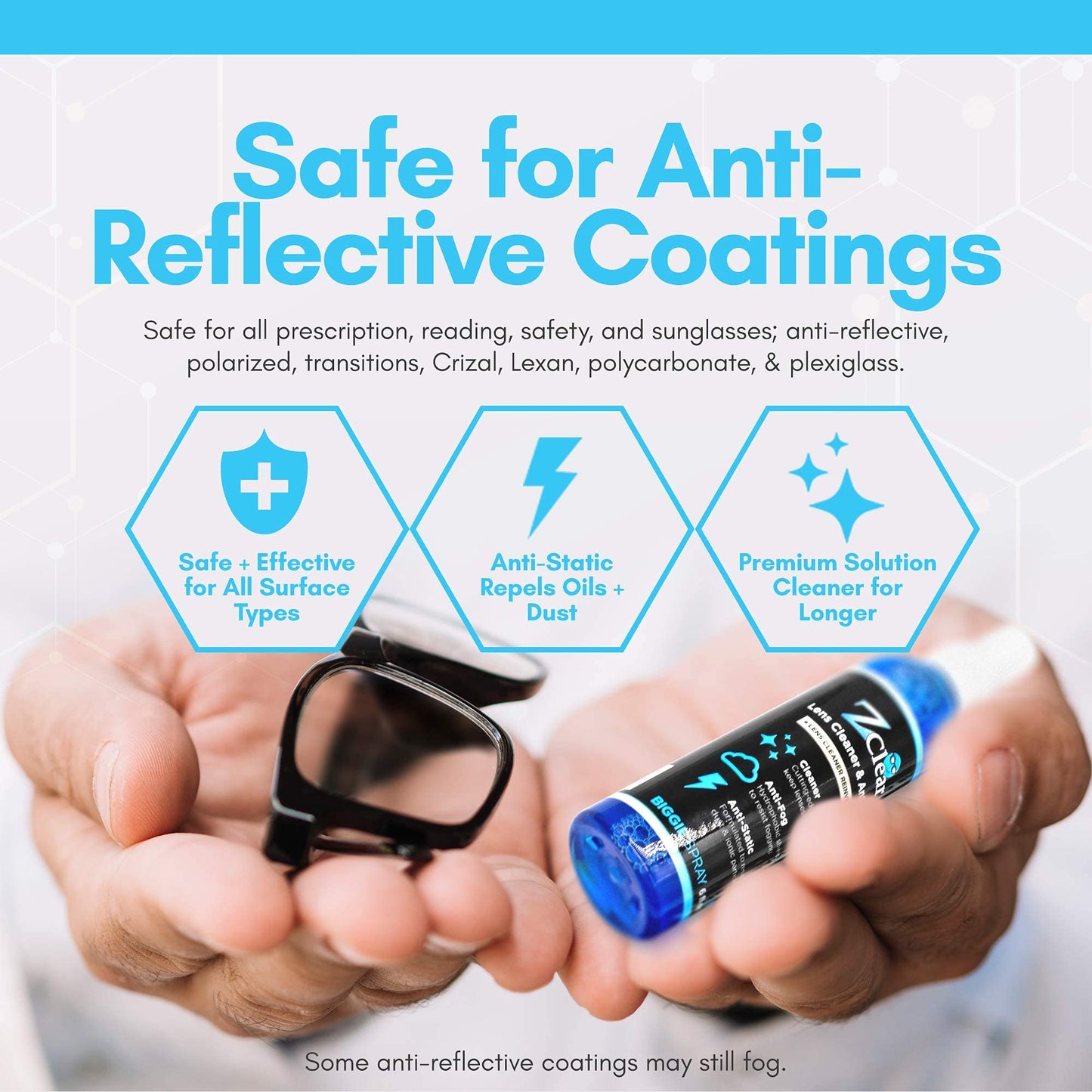 Z Clear Anti-Fog 6oz Spray – Glasses & Gear Anti-Fog Cleaner with Microfiber Cloth